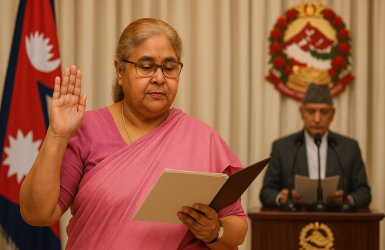 सुशीला कार्कीद्वारा अन्तरिम प्रधानमन्त्रीको शपथ ग्रहण